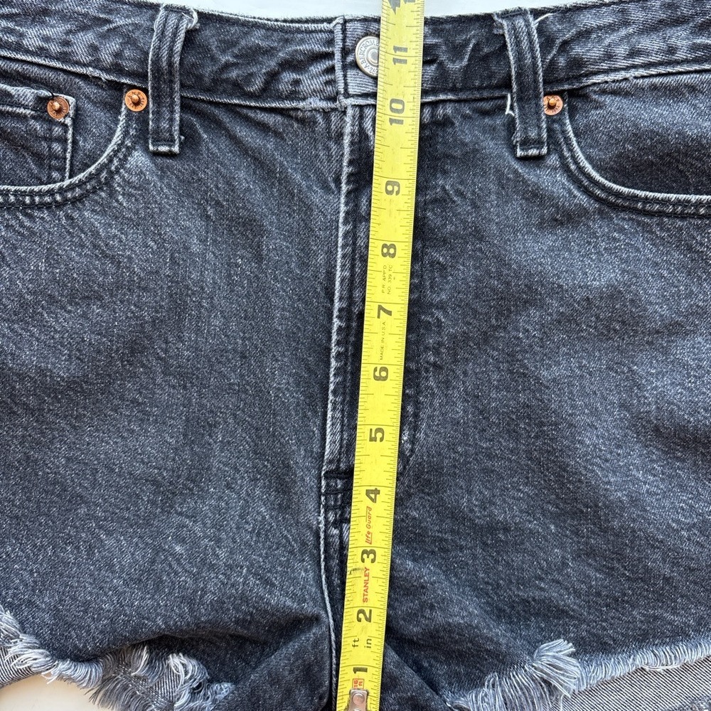 Abercrombie Womens 27/4 Shorts Cutoff Black High Rise Retro Stripe Denim Annie - Picture 7 of 8